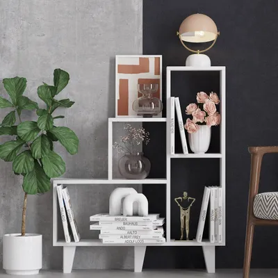 Obrázek produktu pro Skye Decor, Nisa- Nisa JUG, bílá, police na knihy, 106x88x20 cm, 100% melaminovaná dřevotříska