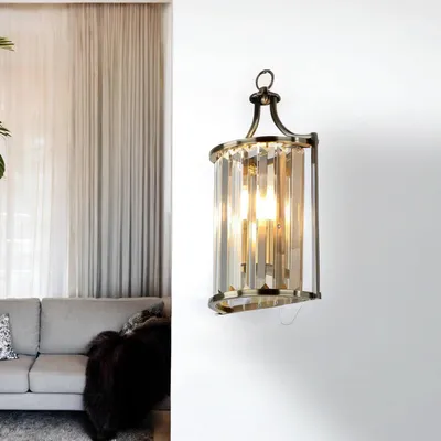 Produktbild von Wandleuchte Metall Glas E14 37 cm hoch in Messing Antik Art Déco