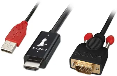 Produktbild von Lindy 41455, 1 m, HDMI + USB, VGA (D-Sub), Stecker, Stecker, Schwarz
