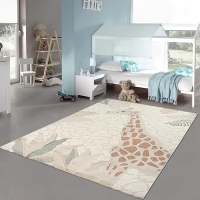 Obrázek produktu pro Koberec do dětského pokoje se vzorem žirafy v krémově béžové barvě velikost - 160 x 230 cm
