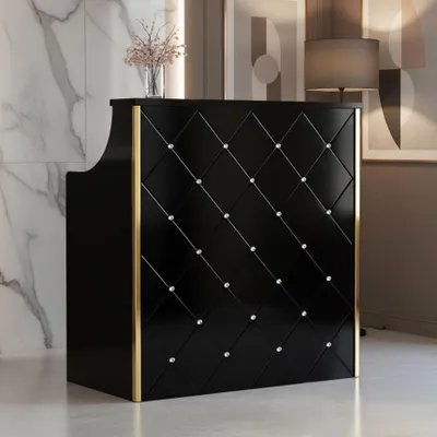 Zdjęcie produktu dla Recepcja fryzjerska lakierowana Diamond 100 cm kosmetyczna do salonu gabinetu SPA czarny