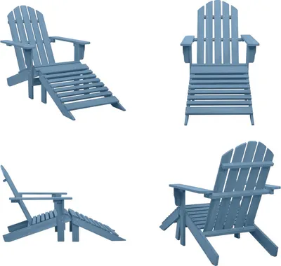 Obrázek produktu pro vidaXL Zahradní židle Adirondack s podnožkou z masivního dřeva jedle modrá - Zahradní židle - Zahradní židle - Zahradní židle s podnožkou