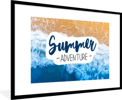 Produktbild von MuchoWow® Gerahmtes Poster Strand - Meer - Zitat - Sommer 90x60 cm - Poster mit Schwarzem Bilderrahmen Wandposter Rahmen Foto Bilder - Wanddekoration - Fotos