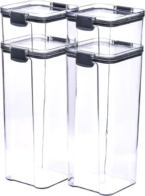 Image de Lot de 4 boîtes de conservation, 2 de 460 ml et 2 de 1800 ml, en plastique transparent, pour la cuisine