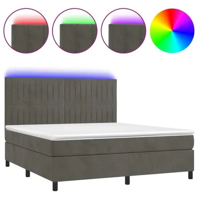 Produktbild von vidaXL Boxspringbett mit Matratze & LED Dunkelgrau 160x200 cm Samt