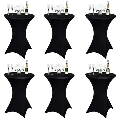 Immagine prodotto di Set di 6 copri tavolo allungabili, in tessuto elasticizzato Spandex, dimensioni 80x110 cm, colore nero