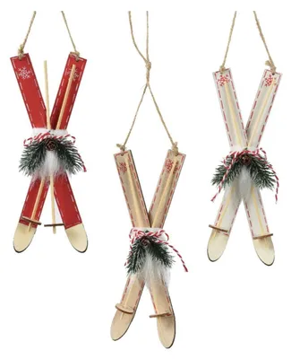 Produktbild von Holz-Weihnachtsbaum-Anhänger Skikugel Weihnachtsform 23cm 1Stk