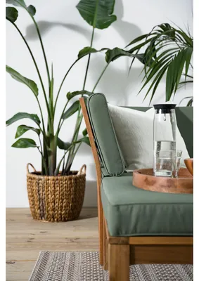 Produktbild von home24 Loungehocker - Webstoff / Akazie Massiv