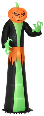 Produktbild von Aufblasbarer Halloween Kš¹rbisreaper mit LED, aufblasbare Sensenmann Figur mit Kš¹rbisgesicht, Halloween Aufblasfigur fš¹r den Vorgarten, leuchtende Garten Deko fš¹r Halloween, gruselige Luftfigur fš¹r Party, Indoor Outdoor Grusel Dekoration, aufblasbare Kš¹rbisgrusel Figur