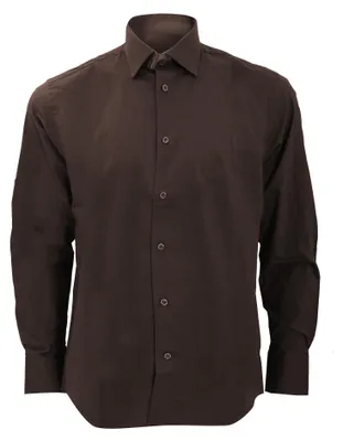Image de Chemise pour homme Russell Collection Easy Care, manches longues FK754 (tour de cou 50) (marron chocolat)