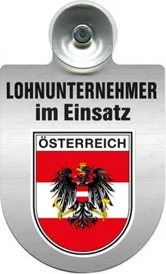Produktbild von Einsatzschild mit Saugnapf - Lohnunternehmer im Einsatz - incl. Regionenwappen 393824 Color - Region Österreich