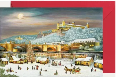 Produktbild von Miniadventskalender mit Würzburg Mainufer-Motiven als Grußkarte