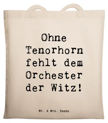 Produktbild von Mr. & Mrs. Panda Tote Bag Spruch Tenorhorn Witz - Transparent - Geschenk, Musiker, Lernen, Schultasche, Shopping Tasche, Musik, Blasinstrument, Brassband, Laptoptasche