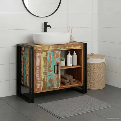 Productafbeelding van vidaXL Wastafelonderkast, meerkleurig, massief, gerecycled hout
