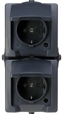 Produktbild von Kopp Feuchtraum-Steckdose 2-fach Klappdeckel Nautic, anthrazit 136915009