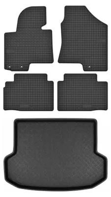 Produktbild von Gummimatten + Kofferraumwanne für Hyundai ix35 2009-2015 (SUV, Standard-Kofferraum) – Schwarz, passgenau – Wielganizator