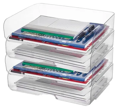 Produktbild von Papierorganizer Stapelbar - Dokumentenhalter A4 - Transparentes Acryl - 4 Stück