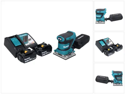 Produktbild von Makita DBO 482 RF Akku Schwingschleifer 18 V 112 x 102 mm + 2x Akku 3,0 Ah + Ladegerät