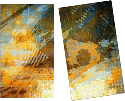 Produktbild von Spritzschutz Herdabdeckplatte Schneidebrett aus Glas Abstrakte Grunge Kunst 2-Teilig (60x52cm)