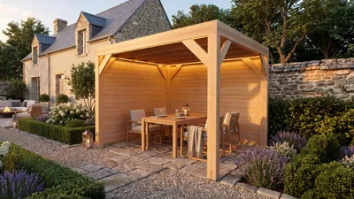 Productafbeelding van weka Tuinpaviljoen Lumley, 307x307 cm, 2 wanden, in natuurlijke staat, AI-gegenereerde afbeelding