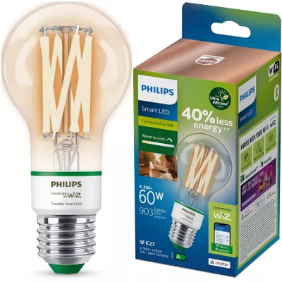 Obrázek produktu pro Philips Žárovka s tradičním vzhledem 60 W E27, Chytrá žárovka, Wi-Fi/Bluetooth, Wi-Fi 4 (802.11n), 802.11b, 802.11g, LED, E27, A60