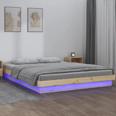 Produktbild von Massivholzbett mit LED-Beleuchtung 140x200 cm