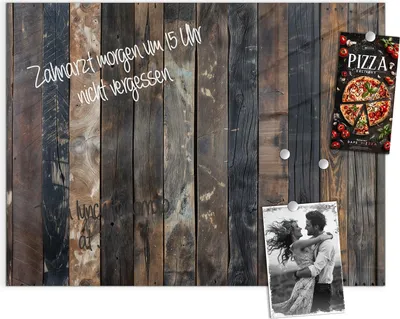 Produktbild von Magnettafel 120x90cm Pinnwand Whiteboard beschreibbar - Rustikale Holzplanken