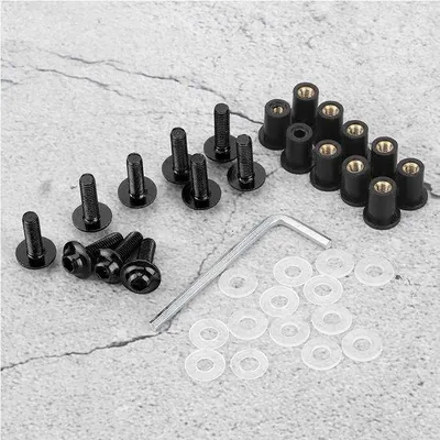 Productafbeelding van Universele set motorfietsbeveiliging - Beveiligingsbouten - Moeren/ringen - Geanodiseerde oppervlaktebehandeling - Eenvoudige montage - 10 stuks