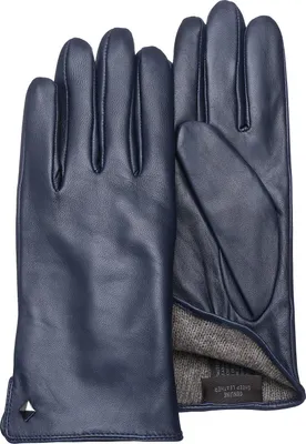 Pearlwood Damen Touchscreen-Lederhandschuhe Meg Woll-Mix-Futter in blau