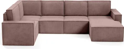 Produktbild von BETTSO klassisch gepolstertes Ecksofa mit Kordseiten für Wohnzimmer ORTO Rosa Recht