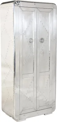 Produktbild von SIT Möbel Schrank | 2 Türen, 3 Böden innen, 1 Kleiderstange | Mangoholz + MDF mit Alu beschlagen silber | B 80 x T 40 x H 180 cm | 01764-21 | Serie AIRMAN
