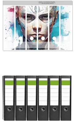Produktbild von Wallario 6 Stück breite Ordner inkl. Klebeetiketten mit Motive Der digitale Blick -  Set mit Rückenschildern / Ordnerrücken Stickern