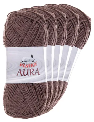5 x 100g Aura unifarben Sommergarn Häkelgarn Strickgarn Baumwolle Leinen braun