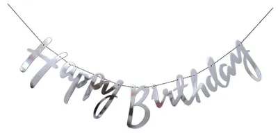 Immagine prodotto di Festoni di compleanno, colore argento, glitter, decorazioni in carta