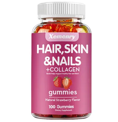 Image de Gommes pour cheveux, peau et ongles - Biotine - Complément de collagène de qualité supérieure, soutien immunitaire
