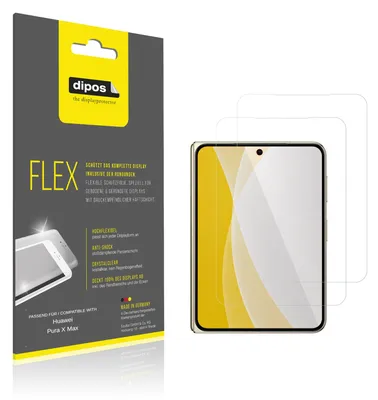 Produktbild von 2x Schutzfolie für Huawei Pura X Max Aussenseite Folie, 100% Displayabdeckung, dipos Flex