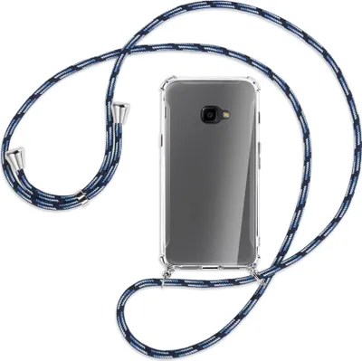 Produktbild von Handykette Backcover-Schutzhülle mit Band (Metall silberfarben) für Samsung Galaxy Xcover 4 / 4s - Blautöne