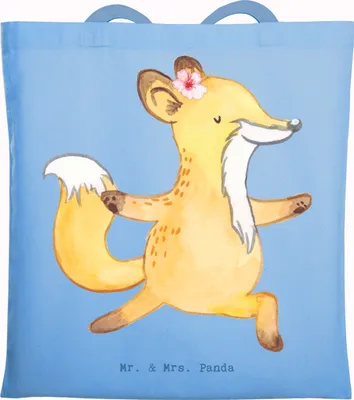 Produktbild von Mr. & Mrs. Panda Einkaufstasche Yogalehrerin Herz - Sky Blue - Geschenk, Stoffbeutel, Uni Tasche, Laptoptasche, Tote Bag