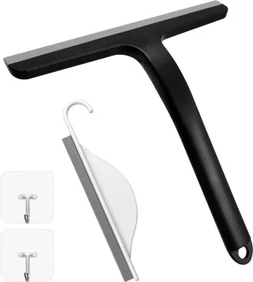 Produktbild von Dusche-Reiniger mit Haken und kleinem Wischer, schwarz, 21,6 cm, für Auto und Bad