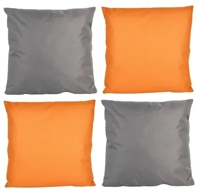 Produktbild von JACK 4x Outdoor Lounge Kissen 45x45cm viele Farben Dekokissen inkl. Füllung Wasserfest Sitzkissen Garten Stuhl, Farbe:2x Orange - 2x Anthrazit