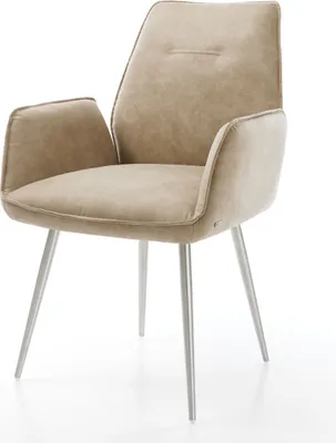 Produktbild von DELIFE Esszimmerstuhl Zoa-Flex Mikrofaser Beige Vintage 4-Fuß konisch Edelstahl Taschenfederkern
