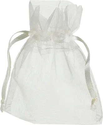 Produktbild von 12 Stück Organza Beutel in Creme, 7 x 9 cm, zum Verpacken von Geschenken und Schmuck