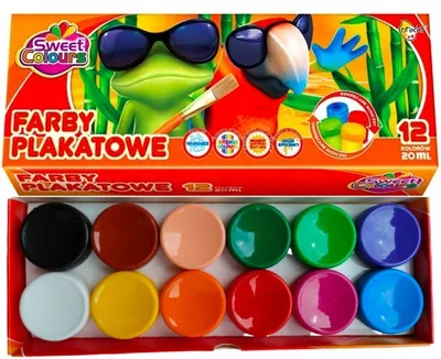 Zdjęcie produktu dla Zmywalne farby plakatowe Otocki 12 kolorów 20 ml