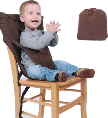 Image de Ceinture de sécurité pour bébé, housse de siège de chaise haute pour enfant réglable, sécurité, housse de siège de sac lavable, marron