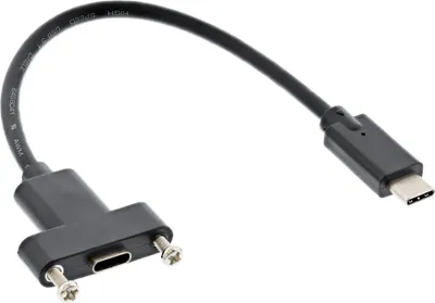Zdjęcie produktu dla InLine 33441G, 0,2 m, USB C, USB C, USB 3.2 Gen 1 (3.1 Gen 1), Męska/Żeńska, Czarny