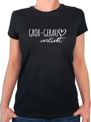 Produktbild von Huuraa Damen T-Shirt Groß-Gerau verliebt XS Black Bio Baumwolle Fairtrade Damenshirt Geschenkidee