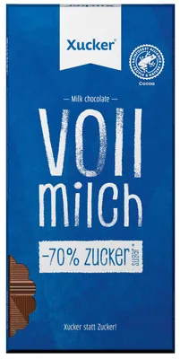 Produktbild von Xucker Vollmilchschokolade, zuckerreduzierte Schokolade mit 38% Kakaoanteil, 80g