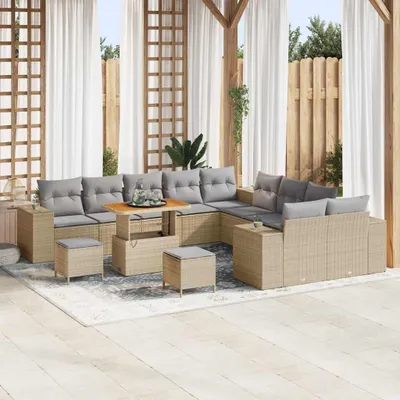 Immagine prodotto di Maison Exclusive - Set da giardino composto da 13 pezzi. Divano in rattan sintetico beige