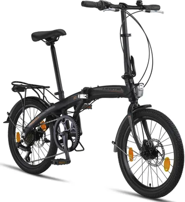 Produktbild von Licorne Bike Phoenix 2D, 20 Zoll Aluminium-Faltrad-Klapprad, Scheibenbremse, Discbremse, V-Bremse Faltfahrrad-Herren-Damen, 7 Gang Kettenschaltung - Folding City Bike, Alu-Rahmen, StVZO, Vorderlampe, Hinterlampe