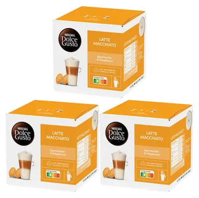 Image de Nescafé Dolce Gusto Latte Macchiato 16 capsules de café, paquet de 3